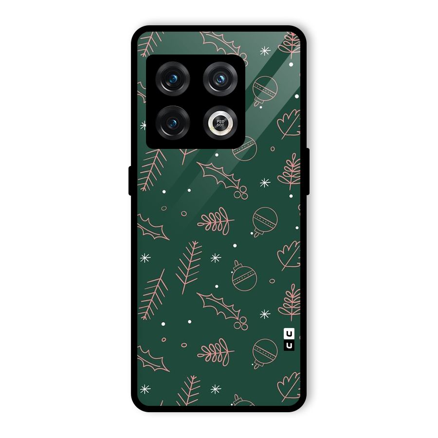 Christmas Vibes Leaves Glass Back Case for OnePlus 10 Pro 5G