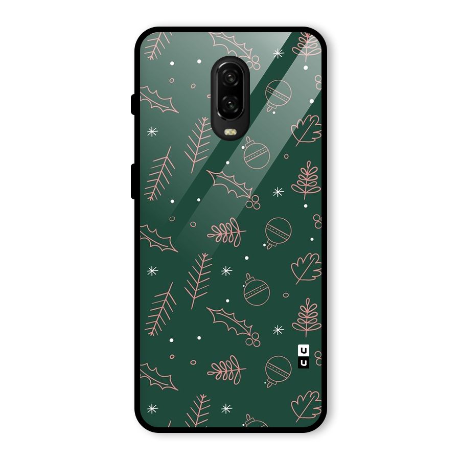 Christmas Vibes Leaves Glass Back Case for OnePlus 6T