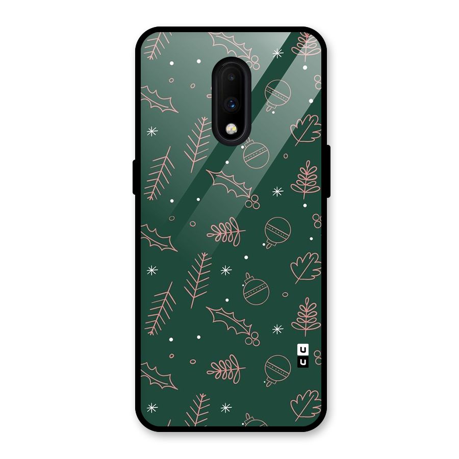 Christmas Vibes Leaves Glass Back Case for OnePlus 7