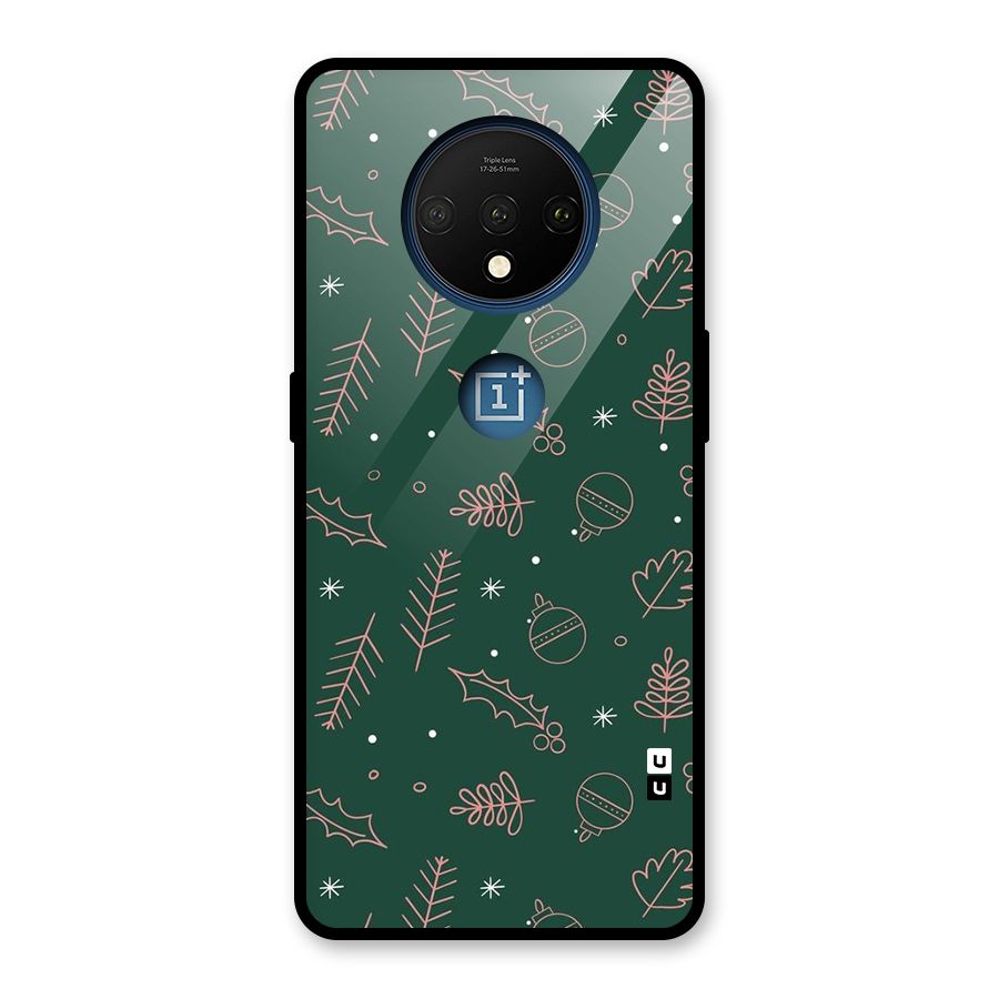 Christmas Vibes Leaves Glass Back Case for OnePlus 7T