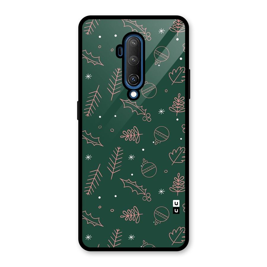 Christmas Vibes Leaves Glass Back Case for OnePlus 7T Pro