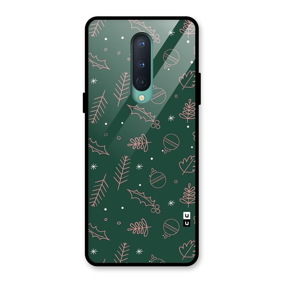 Christmas Vibes Leaves Glass Back Case for OnePlus 8