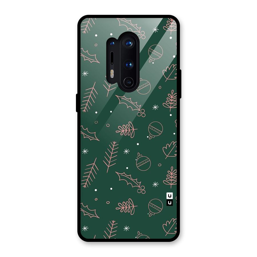 Christmas Vibes Leaves Glass Back Case for OnePlus 8 Pro
