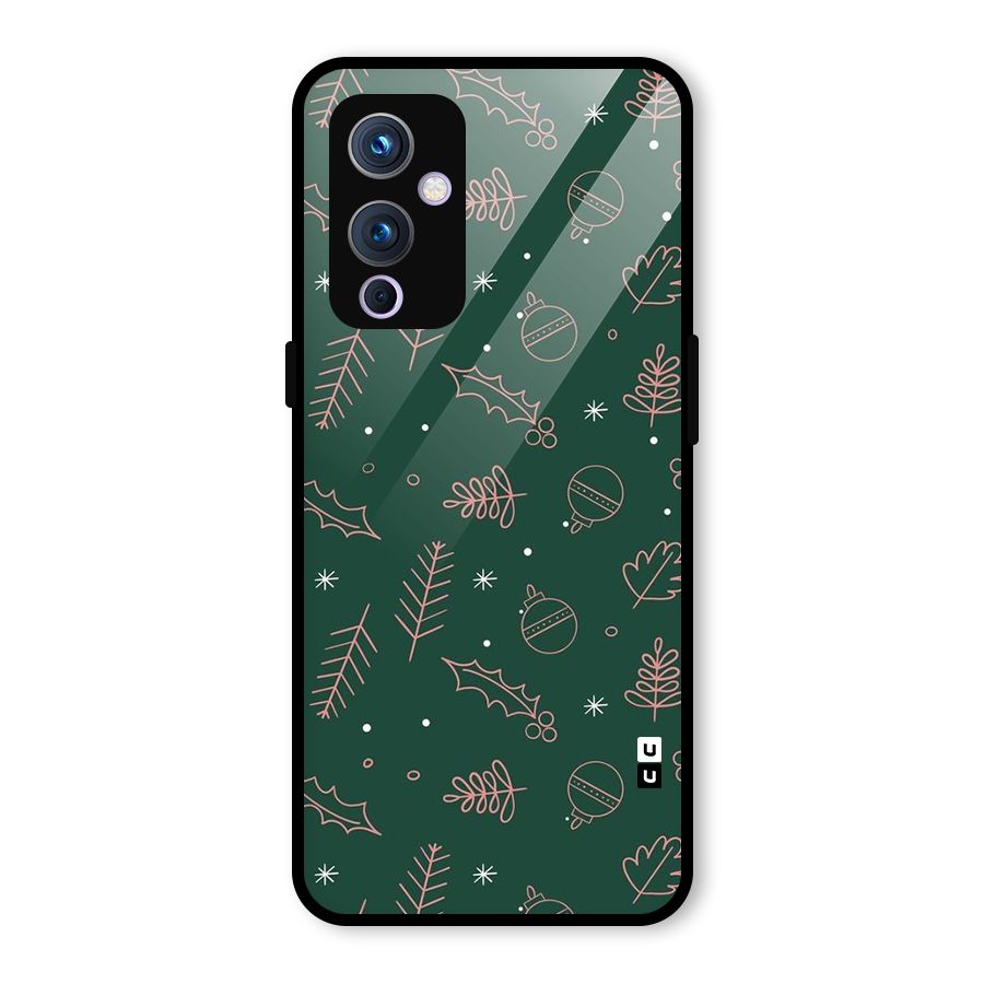 Christmas Vibes Leaves Glass Back Case for OnePlus 9