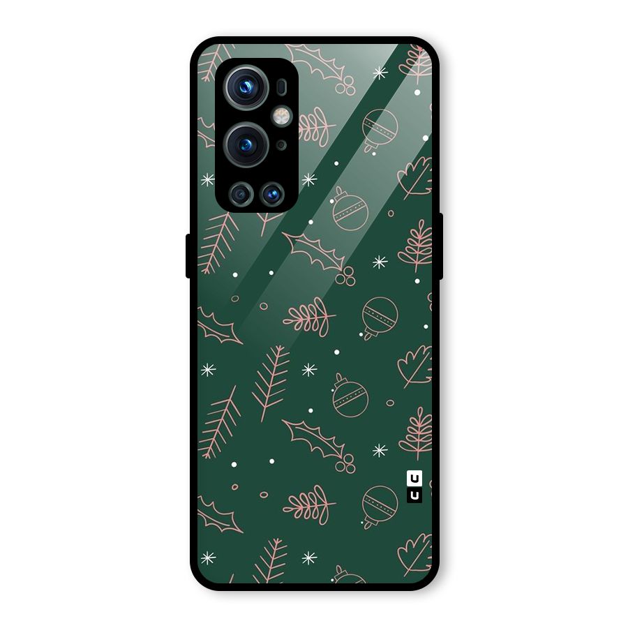 Christmas Vibes Leaves Glass Back Case for OnePlus 9 Pro