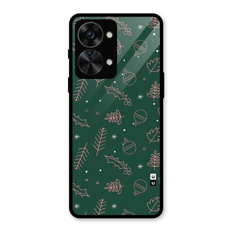 Christmas Vibes Leaves Glass Back Case for OnePlus Nord 2T
