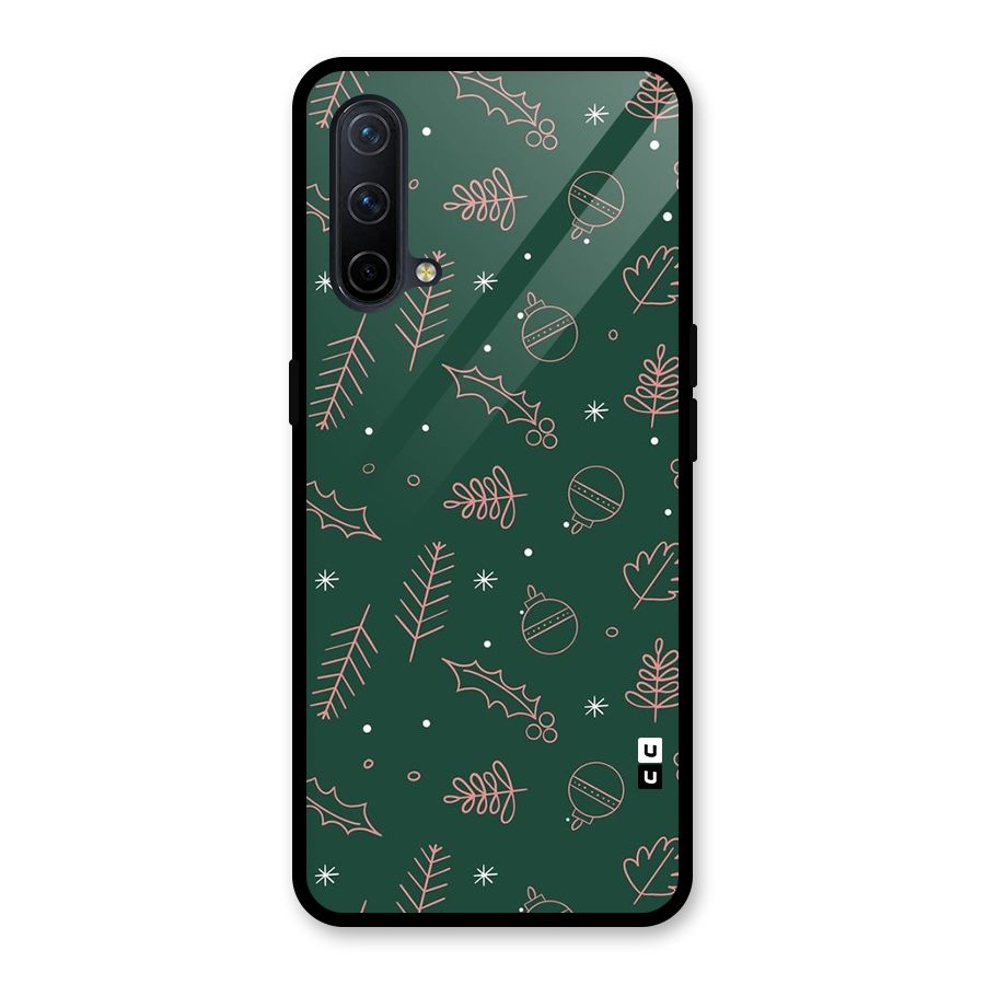 Christmas Vibes Leaves Glass Back Case for OnePlus Nord CE 5G