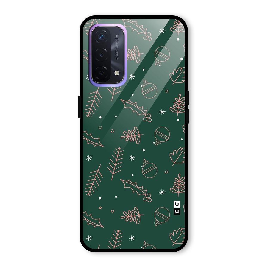 Christmas Vibes Leaves Glass Back Case for Oppo A74 5G