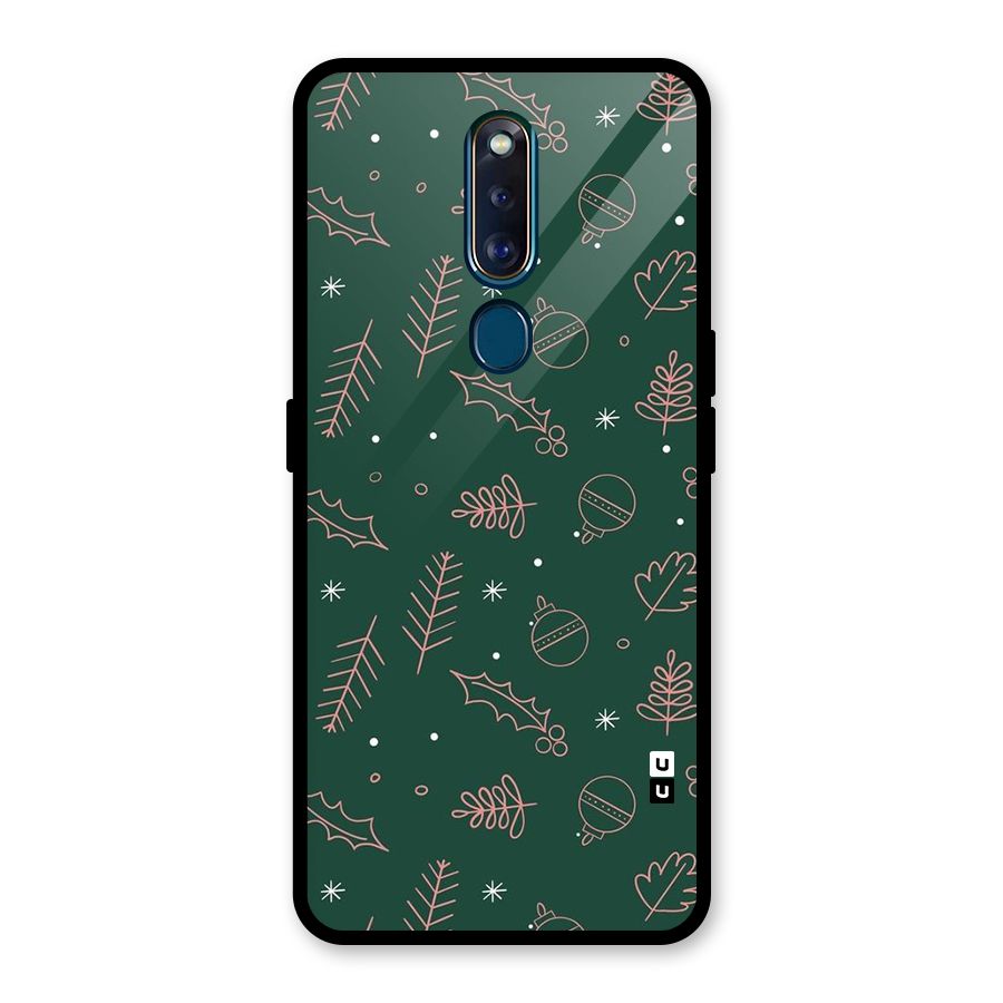 Christmas Vibes Leaves Glass Back Case for Oppo F11 Pro