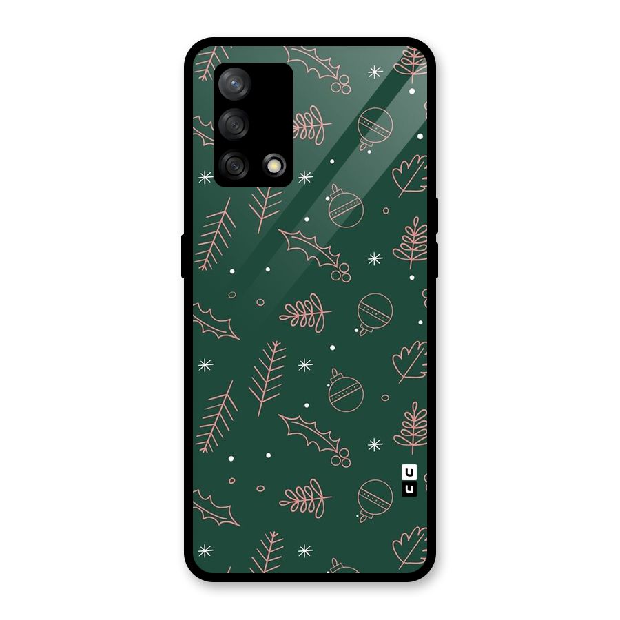 Christmas Vibes Leaves Glass Back Case for Oppo F19