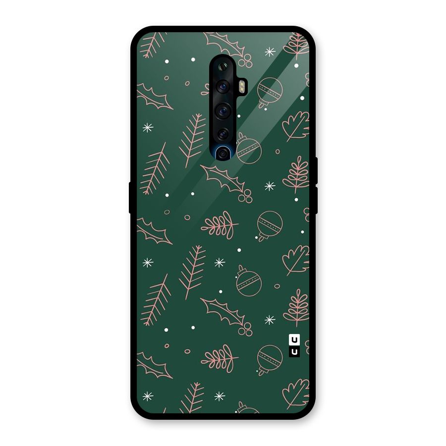 Christmas Vibes Leaves Glass Back Case for Oppo Reno2 F