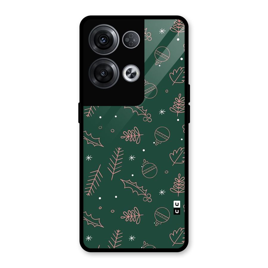 Christmas Vibes Leaves Glass Back Case for Oppo Reno8 Pro 5G