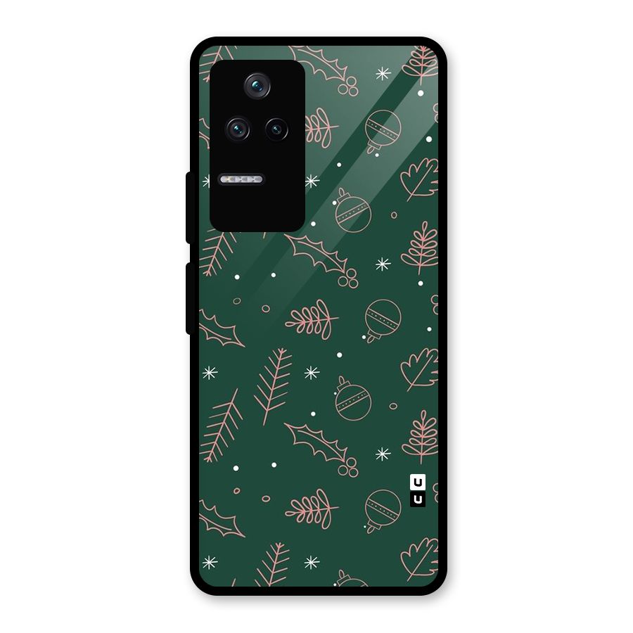 Christmas Vibes Leaves Glass Back Case for Poco F4 5G