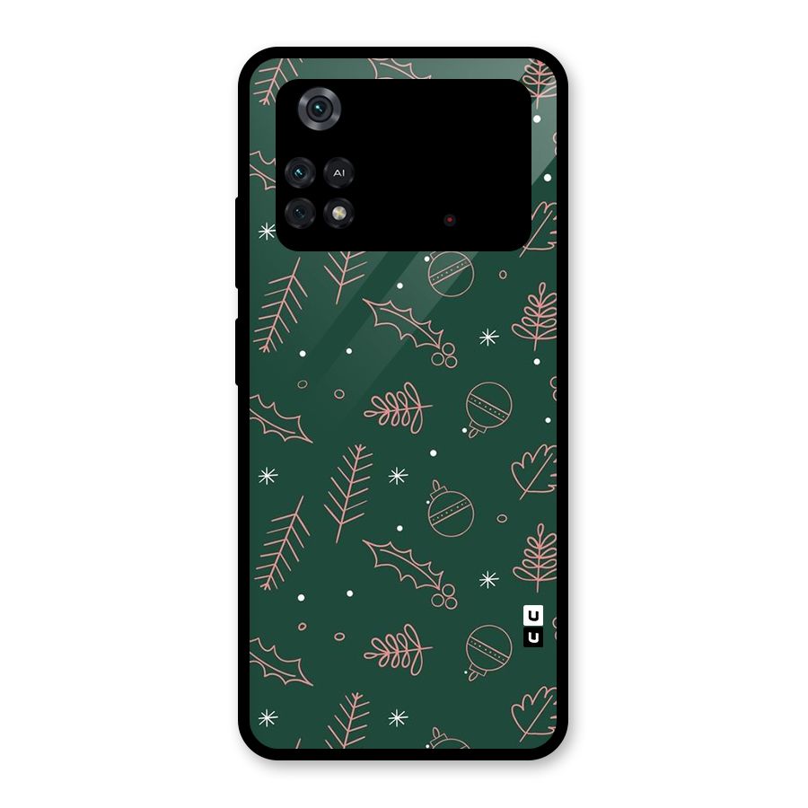 Christmas Vibes Leaves Glass Back Case for Poco M4 Pro 4G