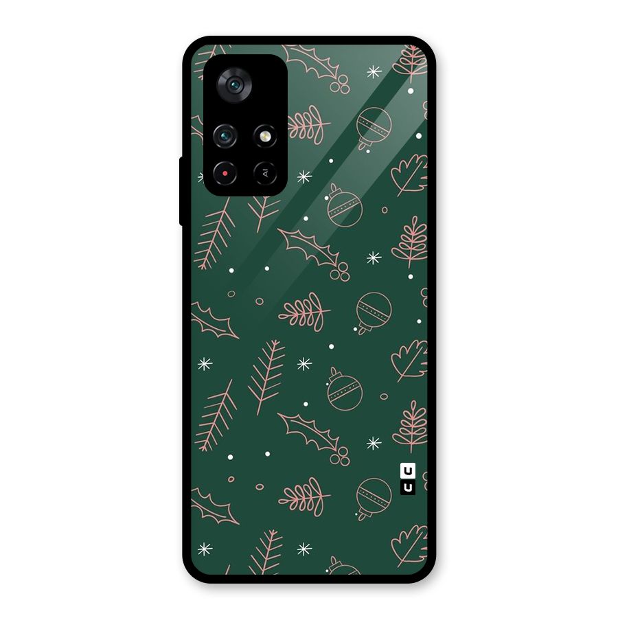 Christmas Vibes Leaves Glass Back Case for Poco M4 Pro 5G