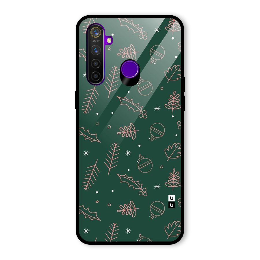 Christmas Vibes Leaves Glass Back Case for Realme 5 Pro