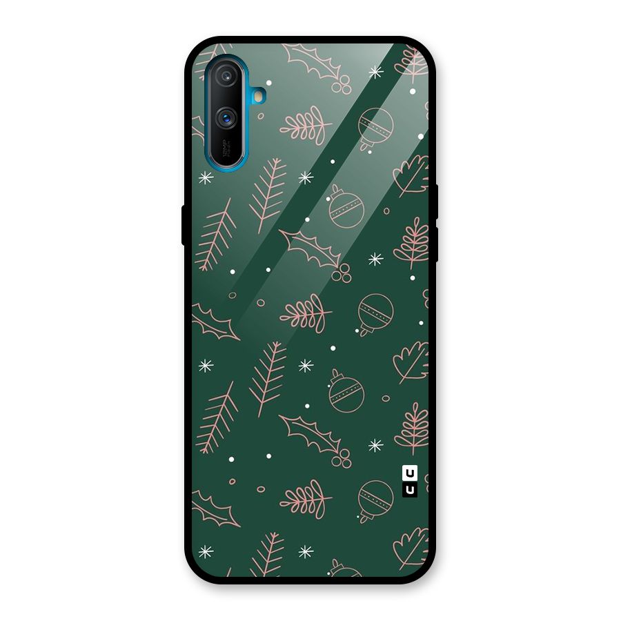 Christmas Vibes Leaves Glass Back Case for Realme C3