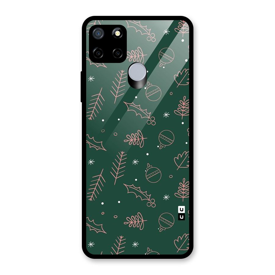 Christmas Vibes Leaves Glass Back Case for Realme Narzo 30A
