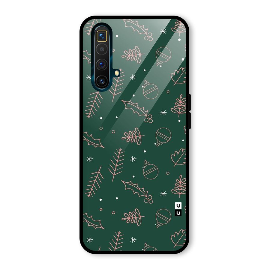 Christmas Vibes Leaves Glass Back Case for Realme X3