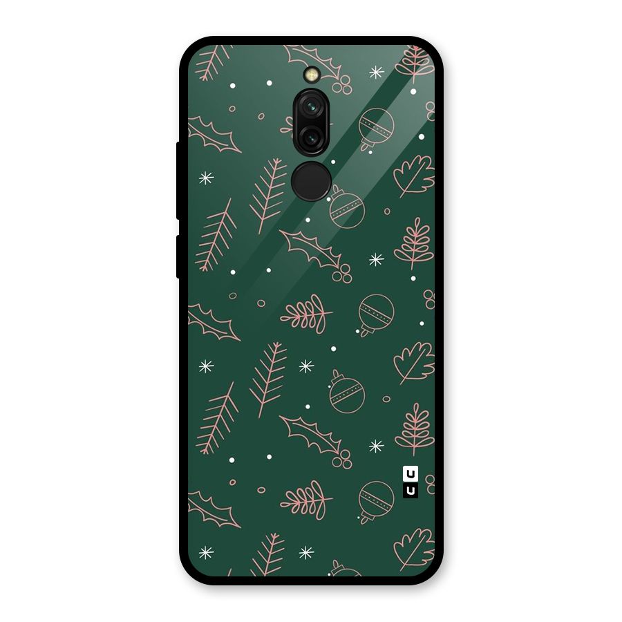 Christmas Vibes Leaves Glass Back Case for Redmi 8