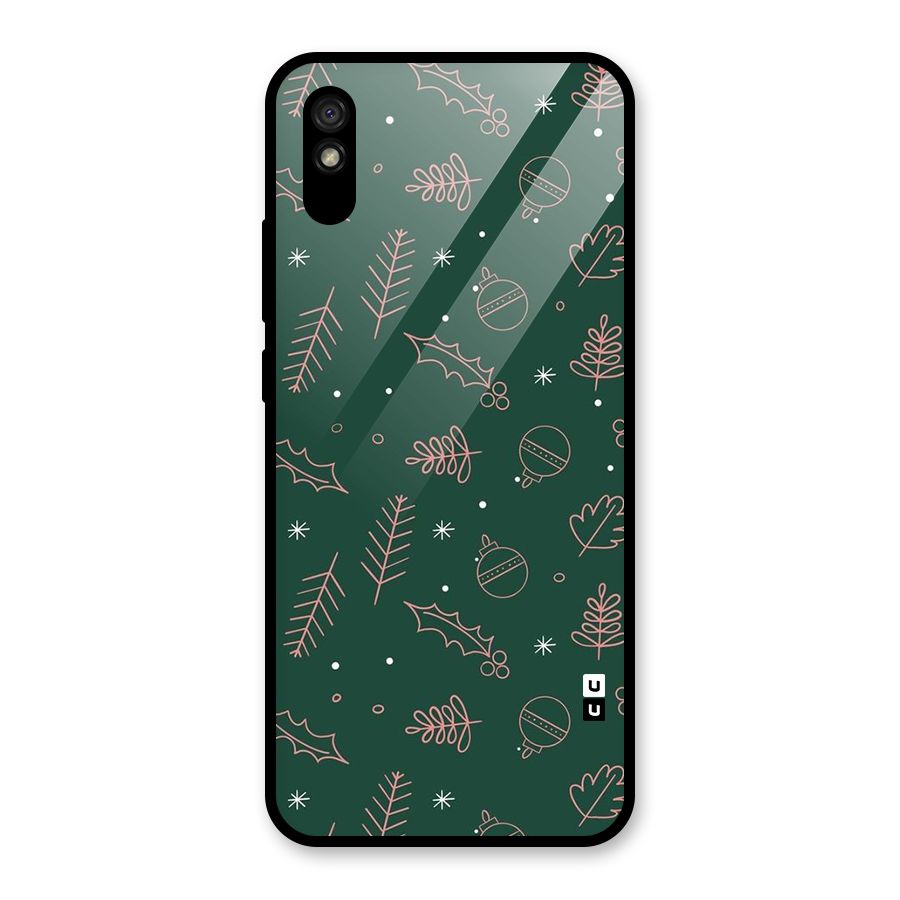 Christmas Vibes Leaves Glass Back Case for Redmi 9A