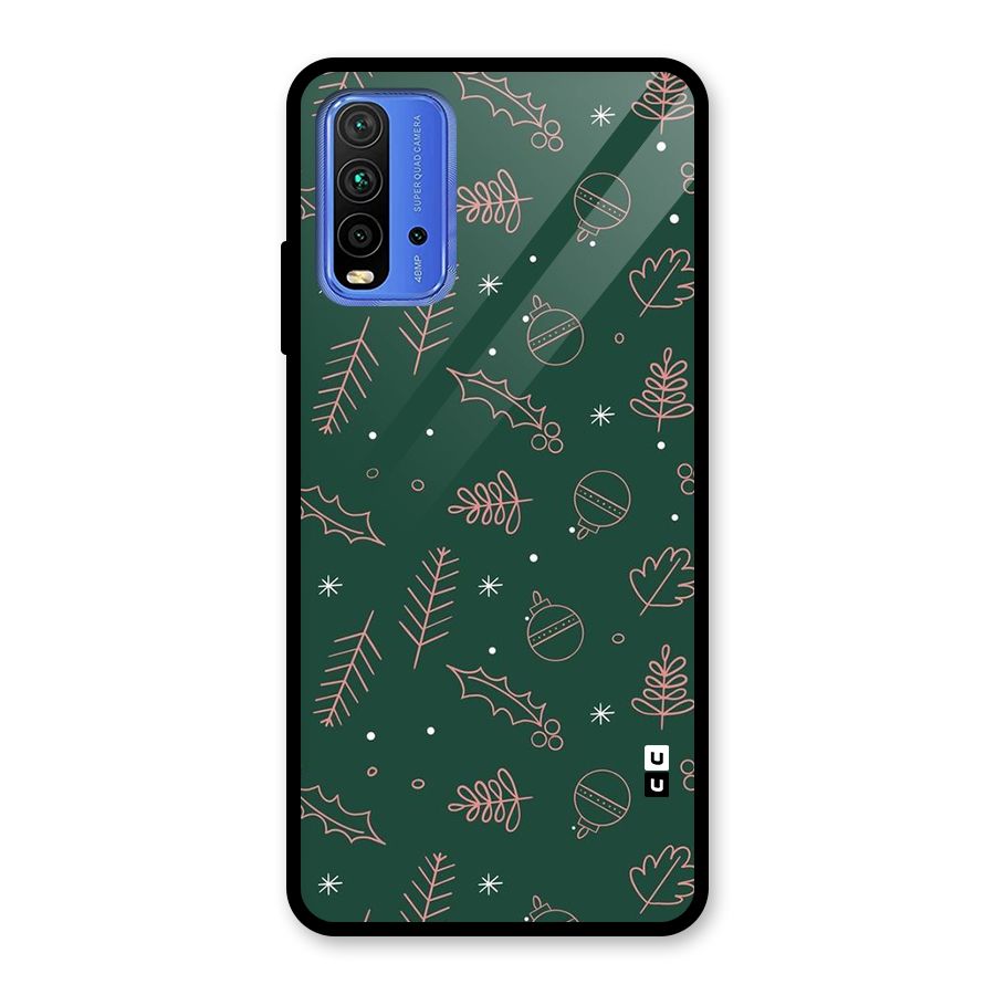 Christmas Vibes Leaves Glass Back Case for Redmi 9 Power