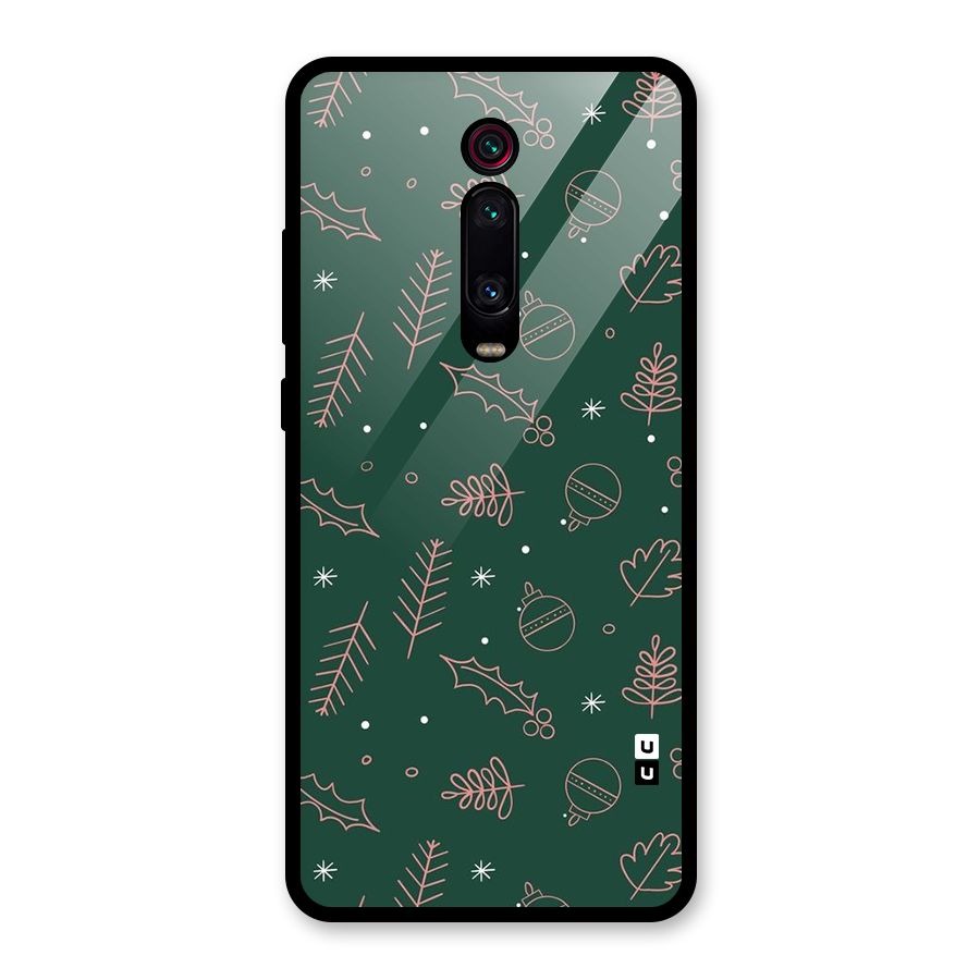 Christmas Vibes Leaves Glass Back Case for Redmi K20