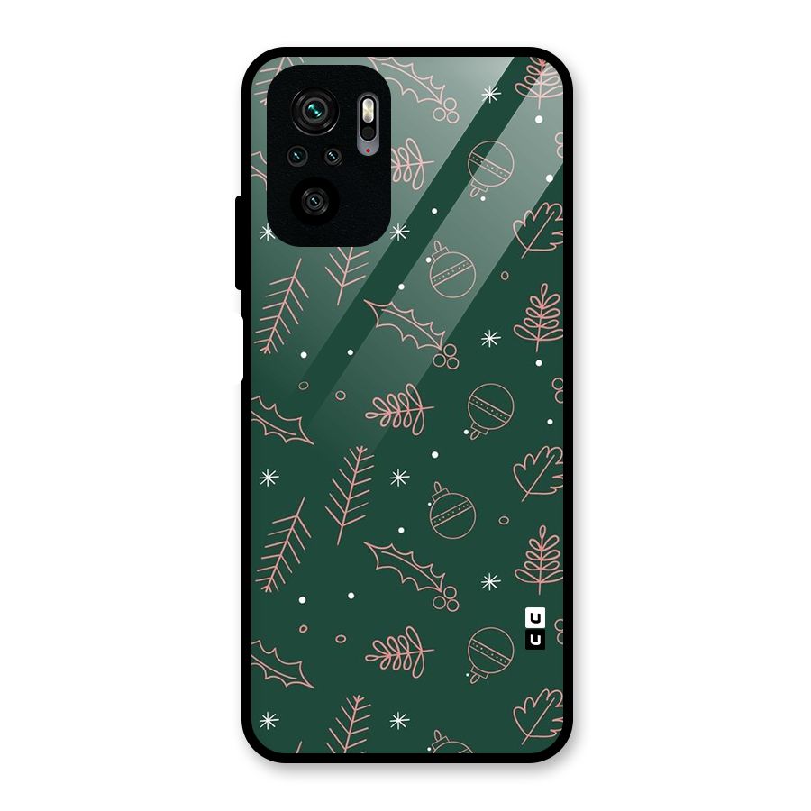 Christmas Vibes Leaves Glass Back Case for Redmi Note 10S