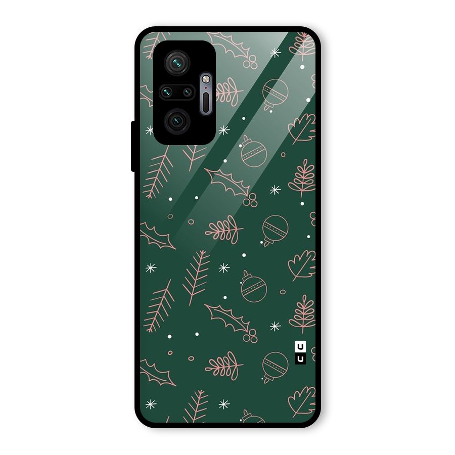 Christmas Vibes Leaves Glass Back Case for Redmi Note 10 Pro