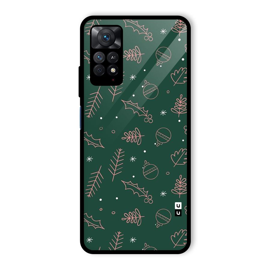 Christmas Vibes Leaves Glass Back Case for Redmi Note 11 Pro