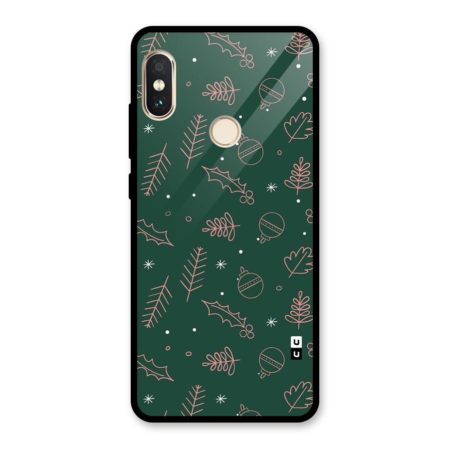 Christmas Vibes Leaves Glass Back Case for Redmi Note 5 Pro
