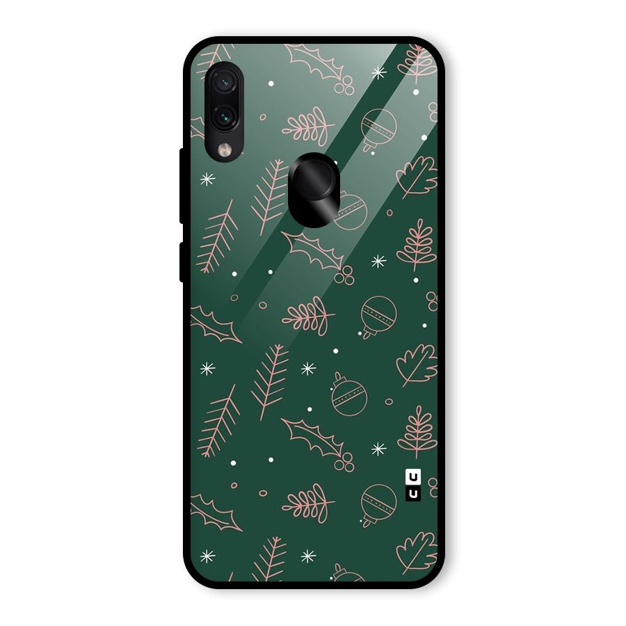 Christmas Vibes Leaves Glass Back Case for Redmi Note 7 Pro