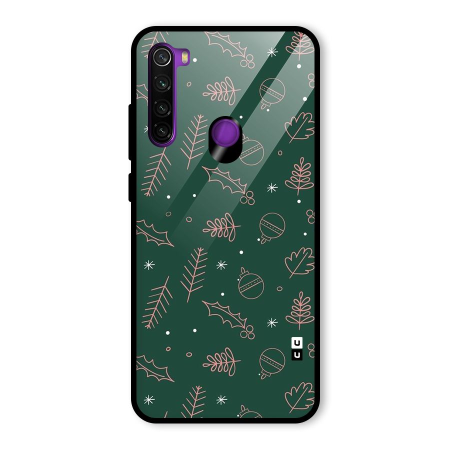 Christmas Vibes Leaves Glass Back Case for Redmi Note 8