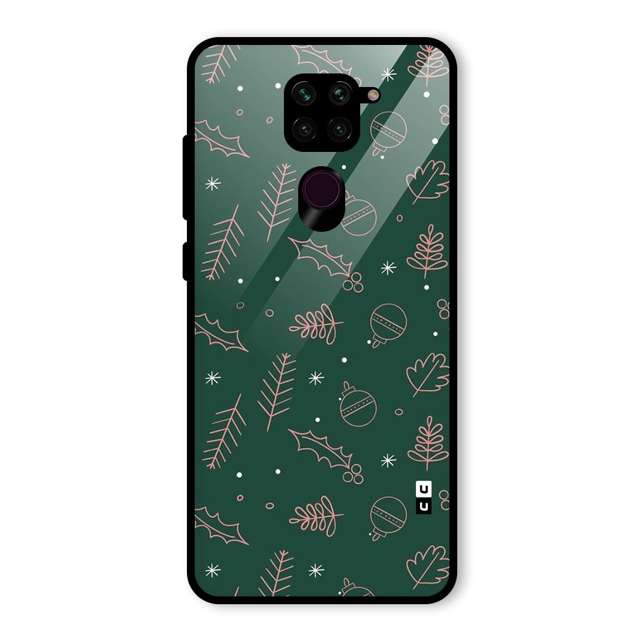 Christmas Vibes Leaves Glass Back Case for Redmi Note 9