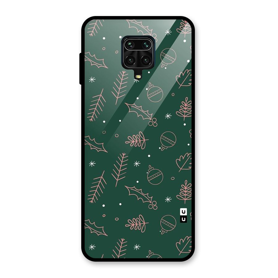 Christmas Vibes Leaves Glass Back Case for Redmi Note 9 Pro