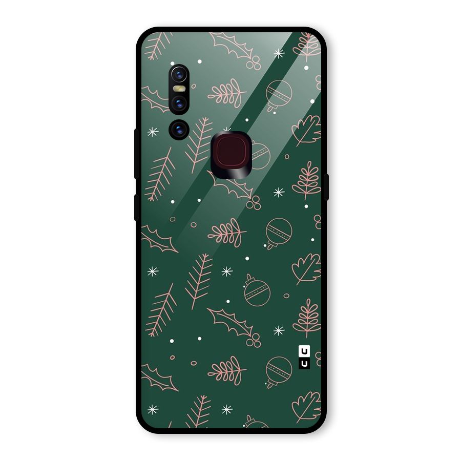 Christmas Vibes Leaves Glass Back Case for Vivo V15