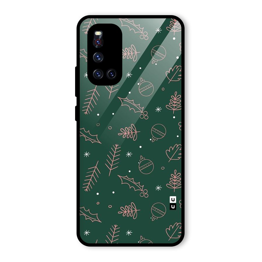 Christmas Vibes Leaves Glass Back Case for Vivo V19