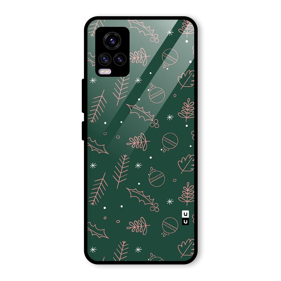 Christmas Vibes Leaves Glass Back Case for Vivo V20