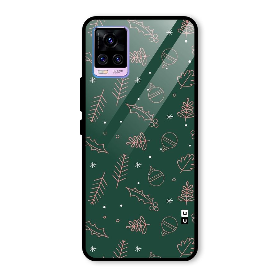 Christmas Vibes Leaves Glass Back Case for Vivo V20 Pro