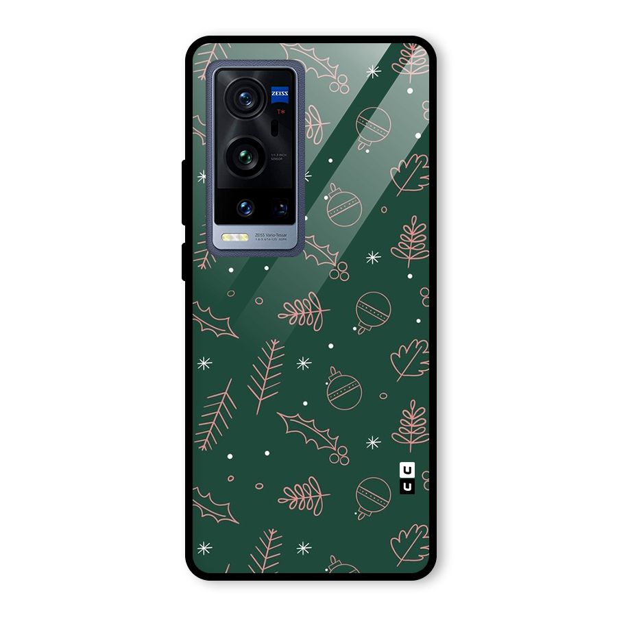 Christmas Vibes Leaves Glass Back Case for Vivo X60 Pro Plus