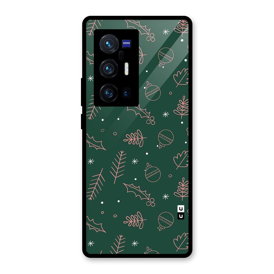 Christmas Vibes Leaves Glass Back Case for Vivo X70 Pro Plus