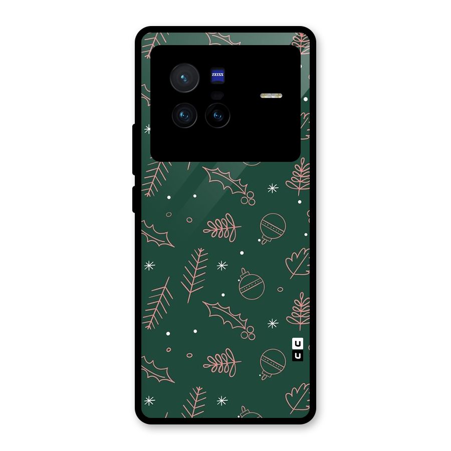 Christmas Vibes Leaves Glass Back Case for Vivo X80