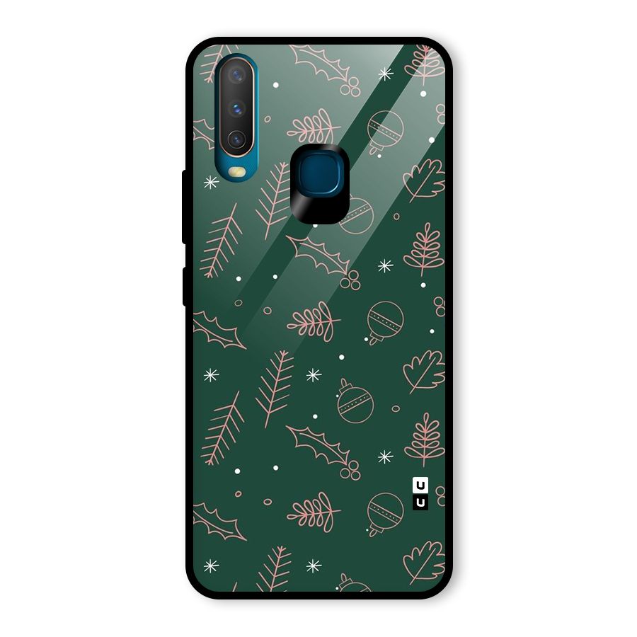Christmas Vibes Leaves Glass Back Case for Vivo Y12