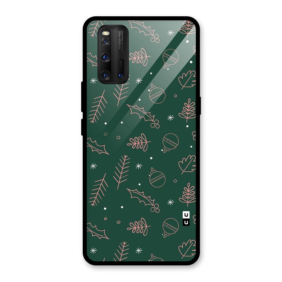 Christmas Vibes Leaves Glass Back Case for Vivo iQOO 3