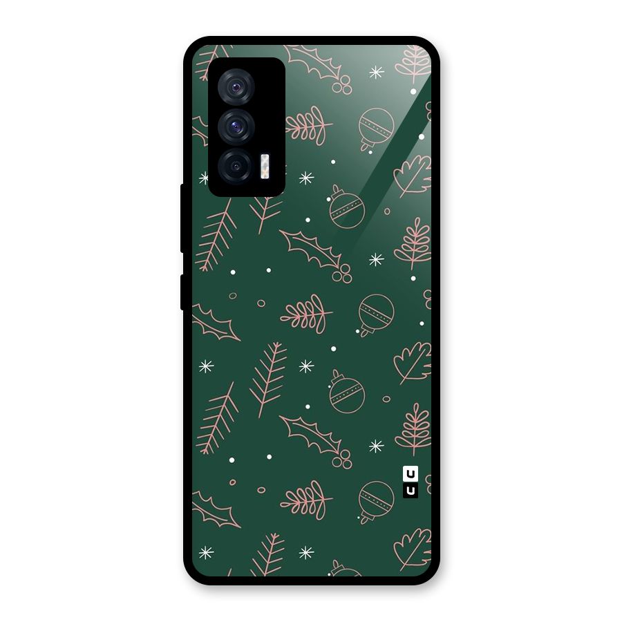 Christmas Vibes Leaves Glass Back Case for Vivo iQOO 7 5G