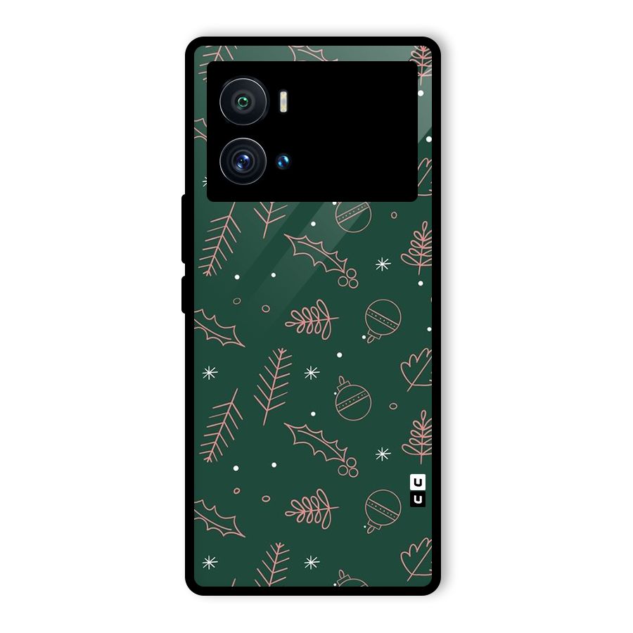 Christmas Vibes Leaves Glass Back Case for Vivo iQOO 9 Pro