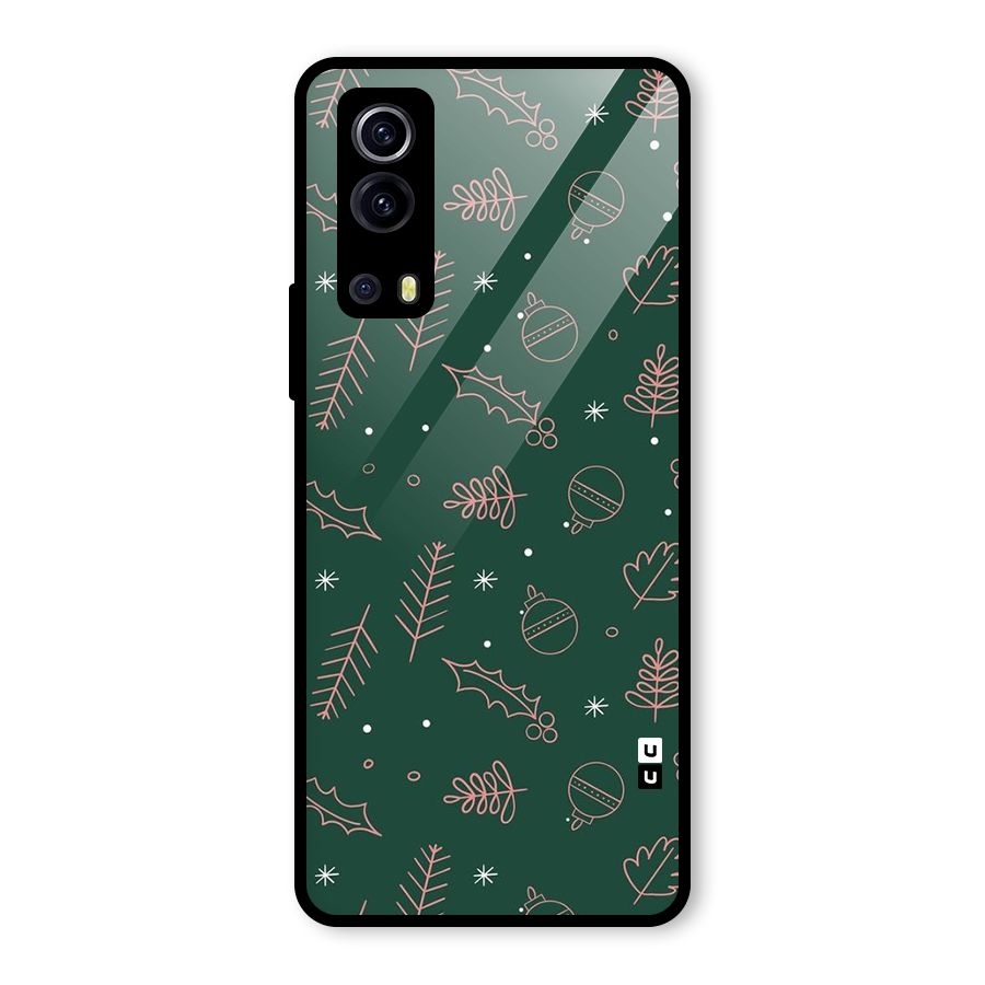 Christmas Vibes Leaves Glass Back Case for Vivo iQOO Z3