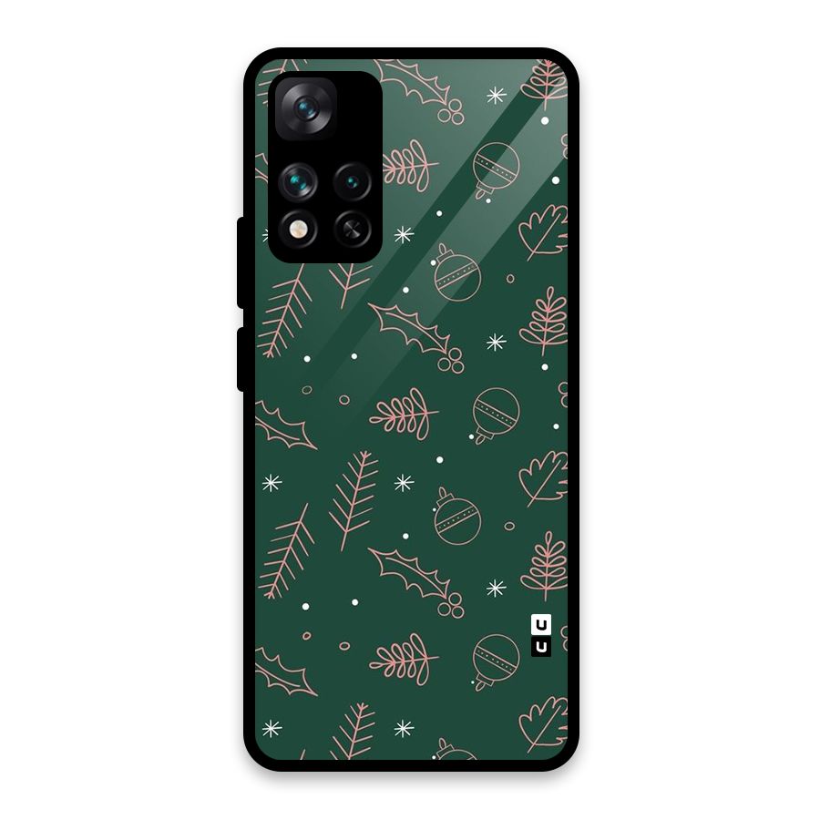 Christmas Vibes Leaves Glass Back Case for Xiaomi 11i HyperCharge 5G