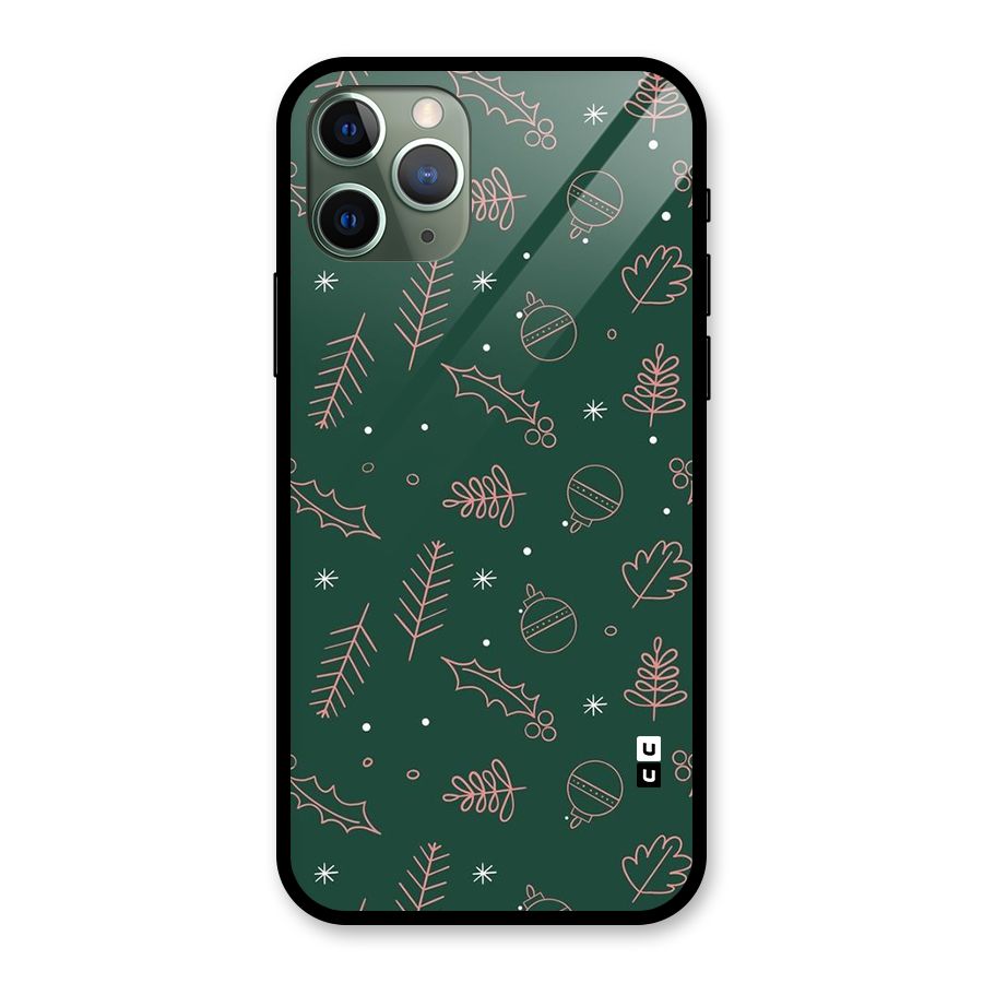 Christmas Vibes Leaves Glass Back Case for iPhone 11 Pro