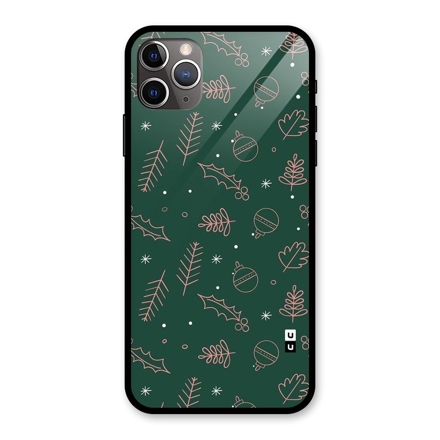 Christmas Vibes Leaves Glass Back Case for iPhone 11 Pro Max